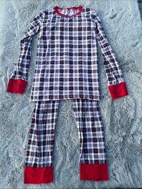 Little Bum Bums Red Plaid Heart Long-Sleeve Pajama Set